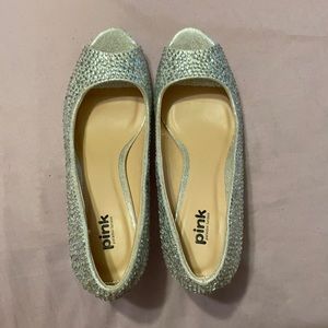 Pink brand silver 2 inch heels